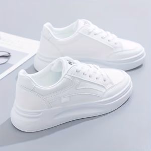 Women Round Toe Flat Sneakers Lace Up Low Top Breathable Board Shoes For Leisure Walking Running Jogging